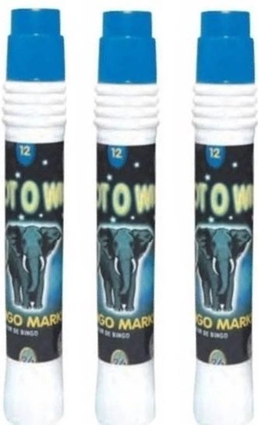 Merkloos 3x Bingo Stiften/markers Blauw 2 Merkloos 3x Bingo Stiften/markers Blauw - Afbeelding 2