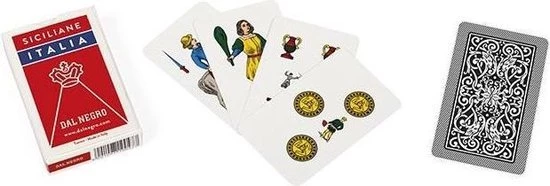 Dal Negro Speelkaarten Siciliane 82 Mm Karton Rood 40-delig 1 Dal Negro Speelkaarten Siciliane 82 Mm Karton Rood 40-delig