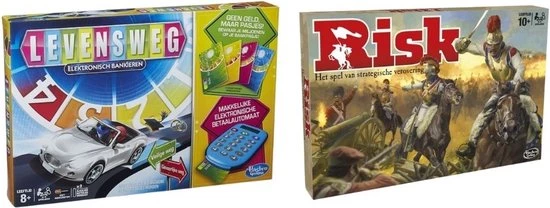 Merkloos Spellenbundel - 2 Stuks - Levensweg & Hasbro Risk 1 Merkloos Spellenbundel - 2 Stuks - Levensweg & Hasbro Risk