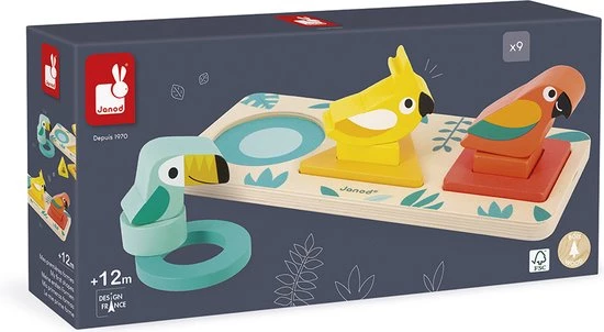 Janod Tropik - Drie Vormen Vogels 6 Janod Tropik - Drie Vormen Vogels - Afbeelding 6