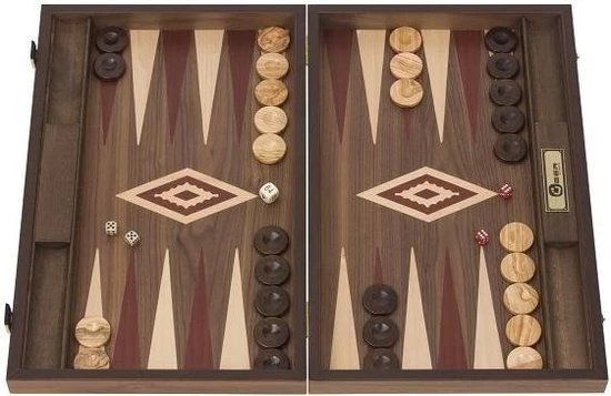 New Walnoothout Backgammon - Rode Inleg, 48 X 60 X 4 X 8 Cm 6 New Walnoothout Backgammon - Rode Inleg, 48 X 60 X 4 X 8 Cm - Afbeelding 6