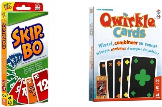 999 Games Spellenbundel - Kaartspel - 2 Stuks - Skip-Bo & Qwirkle 1 999 Games Spellenbundel - Kaartspel - 2 Stuks - Skip-Bo & Qwirkle