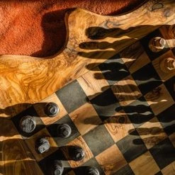 Schaakset Olijfolie & Honing Met Laden - Schaakspel - Schaakstukken - Schaakbord - Schaken - Bordspel - Handgemaakt - Cadeau - Kado - Hout - Zwart - Volwassenen & Kinderen - 55 X 55 X 10 Cm -spellen-voor-volwassenen Verkoopwinkel 550x366 25