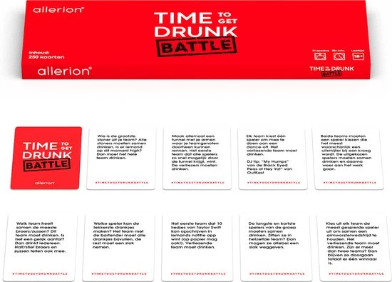 Allerion? Allerion Time To Get Drunk Battle Edition Drankspel Met 250 Kaarten Team Drank Spel 7 Allerion? Allerion Time To Get Drunk Battle Edition Drankspel Met 250 Kaarten Team Drank Spel - Afbeelding 7