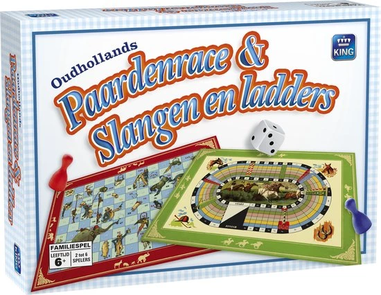 Merkloos Paardenrace & Slangen & Ladders - 2 Bordspellen In 1 3 Merkloos Paardenrace & Slangen & Ladders - 2 Bordspellen In 1 - Afbeelding 3