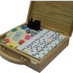 HOT Games Domino Dubbel 12 Mexican Train In Houten Kist