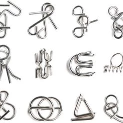 Merkloos IQ Puzzel Set - Breinbreker - IQ Puzzel 3D - Hersenkraker -IQ Puzzel Metaal - Brain Teaser - Brain Games - Brain Puzzle - Set Van 12 IQ Puzzels