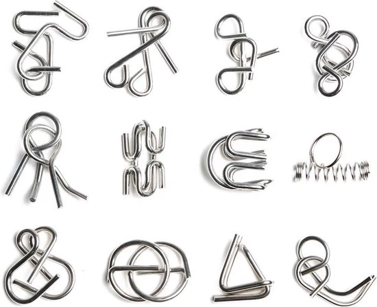 Merkloos IQ Puzzel Set - Breinbreker - IQ Puzzel 3D - Hersenkraker -IQ Puzzel Metaal - Brain Teaser - Brain Games - Brain Puzzle - Set Van 12 IQ Puzzels 1 Merkloos IQ Puzzel Set - Breinbreker - IQ Puzzel 3D - Hersenkraker -IQ Puzzel Metaal - Brain Teaser - Brain Games - Brain Puzzle - Set Van 12 IQ Puzzels