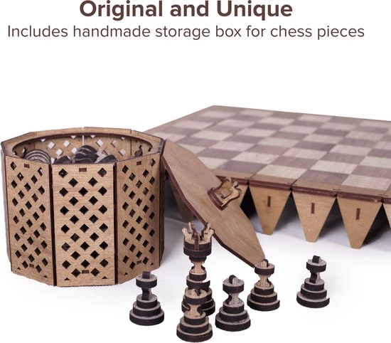 HappyWoods - Handgemaakt Plooibaar Schaakspel - Houten Schaakbord Met Schaak Stukken - Schaakset - Schaakspellen Schaakspel Hout Volwassenen Schaakborden Kinderen - 16 X 16cm 2 HappyWoods - Handgemaakt Plooibaar Schaakspel - Houten Schaakbord Met Schaak Stukken - Schaakset - Schaakspellen Schaakspel Hout Volwassenen Schaakborden Kinderen - 16 X 16cm - Afbeelding 2