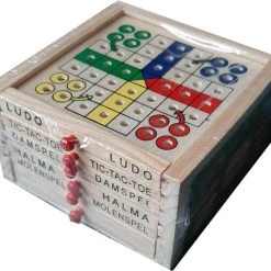 Universeel Merk Mini Reisspellenbox Hout - 5 In 1