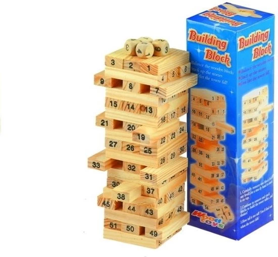Viking Choice Jenga - Vallende Toren - Spel Met Dobbelstenen - 54 Delig 1 Viking Choice Jenga - Vallende Toren - Spel Met Dobbelstenen - 54 Delig