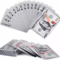 LuxeBass 24K Zilver Speelkaarten Plastic Poker Game Dek Folie Poken Pack Magische Kaarten Waterdichte Kaart Geschenkcollectie Gokken Bordspel - Pokerkaarten - Drankspel Kaarten -spellen-voor-volwassenen Verkoopwinkel 550x522 1