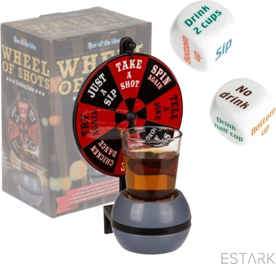 ESTARK Drankspel / Drinkspel - Draaiwiel Met Opdrachten - Shotglas - Dobbelstenen Met Doe Opdracht - Roulette - Drankspelletje - Drink - Drank - Spel - Drinken - Shots - Party - Partyspel - Dobbelen - LUXE SET - 4 Delig 5 ESTARK Drankspel / Drinkspel - Draaiwiel Met Opdrachten - Shotglas - Dobbelstenen Met Doe Opdracht - Roulette - Drankspelletje - Drink - Drank - Spel - Drinken - Shots - Party - Partyspel - Dobbelen - LUXE SET - 4 Delig - Afbeelding 5