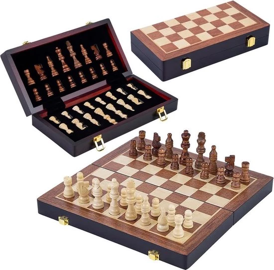 Merkloos HOUTEN CHESS Schaakspel Opklapbaar - Schaakbord Compleet Met Schaakstukken - 30 X 30 X 5.5 Cm 1 Merkloos HOUTEN CHESS Schaakspel Opklapbaar - Schaakbord Compleet Met Schaakstukken - 30 X 30 X 5.5 Cm