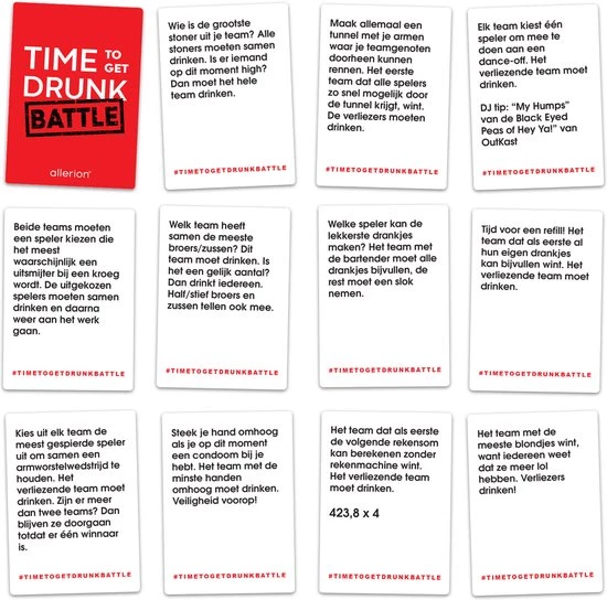 Allerion? Allerion Time To Get Drunk Battle Edition Drankspel Met 250 Kaarten Team Drank Spel 3 Allerion? Allerion Time To Get Drunk Battle Edition Drankspel Met 250 Kaarten Team Drank Spel - Afbeelding 3