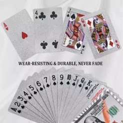 LuxeBass 24K Zilver Speelkaarten Plastic Poker Game Dek Folie Poken Pack Magische Kaarten Waterdichte Kaart Geschenkcollectie Gokken Bordspel - Pokerkaarten - Drankspel Kaarten -spellen-voor-volwassenen Verkoopwinkel 550x549 5