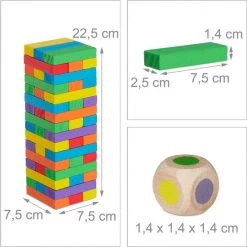 Relaxdays Blokkenspel Gekleurd - Stapeltoren - Houten Toren Spel - Blokkentoren Stapelspel -spellen-voor-volwassenen Verkoopwinkel 550x550 32