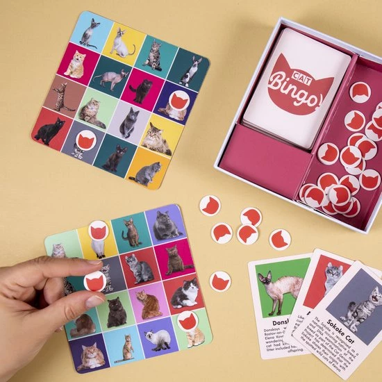 Kikkerland Cat Bingo - 54 Katten Soorten - 12 Bingokarten - Reisspel - Pocket Spel - Voor Maximaal 12 Spelers 2 Kikkerland Cat Bingo - 54 Katten Soorten - 12 Bingokarten - Reisspel - Pocket Spel - Voor Maximaal 12 Spelers - Afbeelding 2