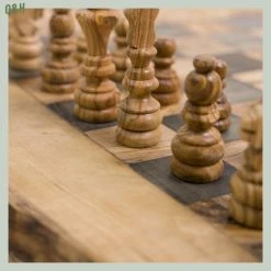 Schaakset Olijfolie & Honing Met Laden - Schaakspel - Schaakstukken - Schaakbord - Schaken - Bordspel - Handgemaakt - Cadeau - Kado - Hout - Zwart - Volwassenen & Kinderen - 55 X 55 X 10 Cm -spellen-voor-volwassenen Verkoopwinkel 550x550 73