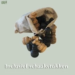 Schaakset Olijfolie & Honing Met Laden - Schaakspel - Schaakstukken - Schaakbord - Schaken - Bordspel - Handgemaakt - Cadeau - Kado - Hout - Zwart - Volwassenen & Kinderen - 55 X 55 X 10 Cm -spellen-voor-volwassenen Verkoopwinkel 550x550 75