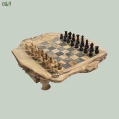 Schaakset Olijfolie & Honing Met Laden - Schaakspel - Schaakstukken - Schaakbord - Schaken - Bordspel - Handgemaakt - Cadeau - Kado - Hout - Zwart - Volwassenen & Kinderen - 55 X 55 X 10 Cm -spellen-voor-volwassenen Verkoopwinkel 550x550 76