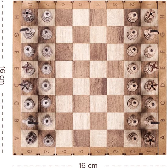 HappyWoods - Handgemaakt Plooibaar Schaakspel - Houten Schaakbord Met Schaak Stukken - Schaakset - Schaakspellen Schaakspel Hout Volwassenen Schaakborden Kinderen - 16 X 16cm 7 HappyWoods - Handgemaakt Plooibaar Schaakspel - Houten Schaakbord Met Schaak Stukken - Schaakset - Schaakspellen Schaakspel Hout Volwassenen Schaakborden Kinderen - 16 X 16cm - Afbeelding 7