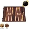 New Walnoothout Backgammon - Rode Inleg, 48 X 60 X 4 X 8 Cm