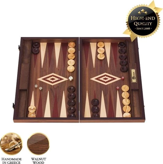 New Walnoothout Backgammon - Rode Inleg, 48 X 60 X 4 X 8 Cm 1 New Walnoothout Backgammon - Rode Inleg, 48 X 60 X 4 X 8 Cm