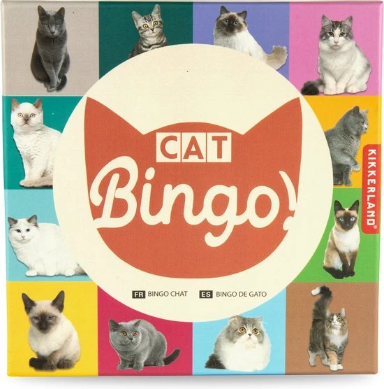 Kikkerland Cat Bingo - 54 Katten Soorten - 12 Bingokarten - Reisspel - Pocket Spel - Voor Maximaal 12 Spelers 1 Kikkerland Cat Bingo - 54 Katten Soorten - 12 Bingokarten - Reisspel - Pocket Spel - Voor Maximaal 12 Spelers