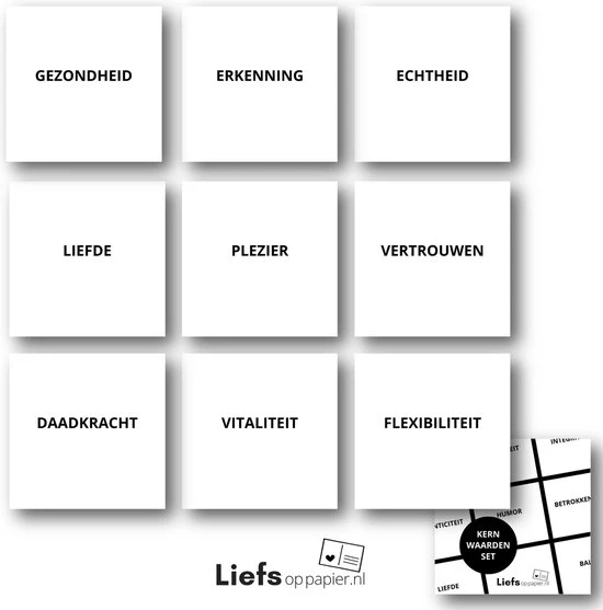 Liefsoppapier.nl Kernwaarden Set - Waarden Spel - Coachtool - Werkvorm - Liefs Op Papier 2 Liefsoppapier.nl Kernwaarden Set - Waarden Spel - Coachtool - Werkvorm - Liefs Op Papier - Afbeelding 2