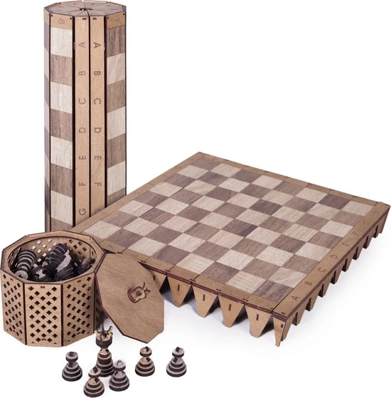 HappyWoods - Handgemaakt Plooibaar Schaakspel - Houten Schaakbord Met Schaak Stukken - Schaakset - Schaakspellen Schaakspel Hout Volwassenen Schaakborden Kinderen - 16 X 16cm 1 HappyWoods - Handgemaakt Plooibaar Schaakspel - Houten Schaakbord Met Schaak Stukken - Schaakset - Schaakspellen Schaakspel Hout Volwassenen Schaakborden Kinderen - 16 X 16cm