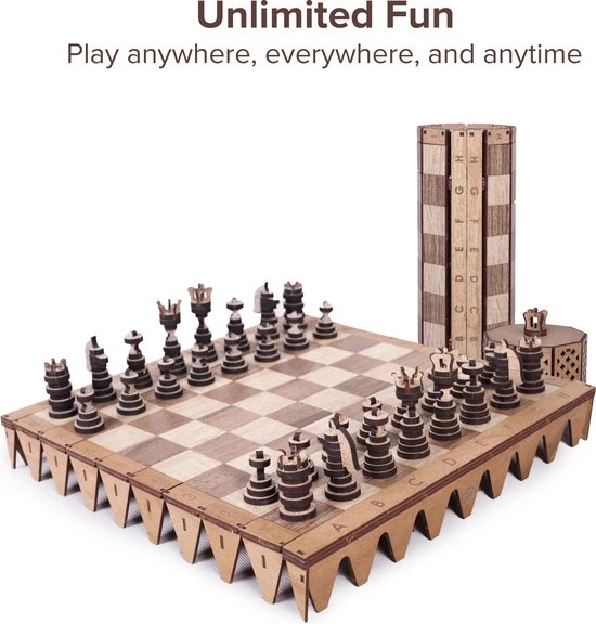 HappyWoods - Handgemaakt Plooibaar Schaakspel - Houten Schaakbord Met Schaak Stukken - Schaakset - Schaakspellen Schaakspel Hout Volwassenen Schaakborden Kinderen - 22 X 22cm 2 HappyWoods - Handgemaakt Plooibaar Schaakspel - Houten Schaakbord Met Schaak Stukken - Schaakset - Schaakspellen Schaakspel Hout Volwassenen Schaakborden Kinderen - 22 X 22cm - Afbeelding 2