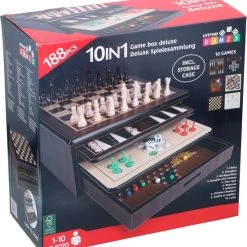 Life-time Spellendoos Deluxe In Houten Kist. 10-in-1 32,5x32,5x15cm