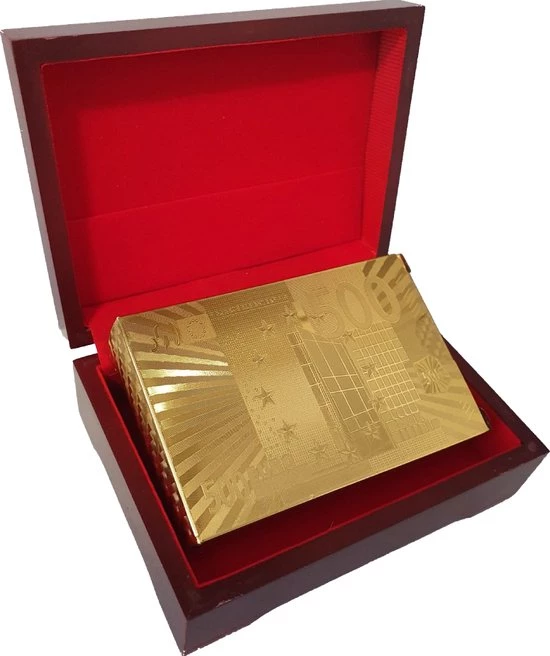 Luxe Kaarten Set - Goud Geplastificeerd - Met Opbergdoos - Poker - Waterproof - 500 Eurobiljet Model - ODaani 1 Luxe Kaarten Set - Goud Geplastificeerd - Met Opbergdoos - Poker - Waterproof - 500 Eurobiljet Model - ODaani