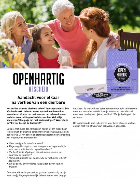 Open Up! Openhartig Afscheid - Kaartspel - Aandacht Voor Elkaar Na Verlies Van Een Dierbare 2 Open Up! Openhartig Afscheid - Kaartspel - Aandacht Voor Elkaar Na Verlies Van Een Dierbare - Afbeelding 2