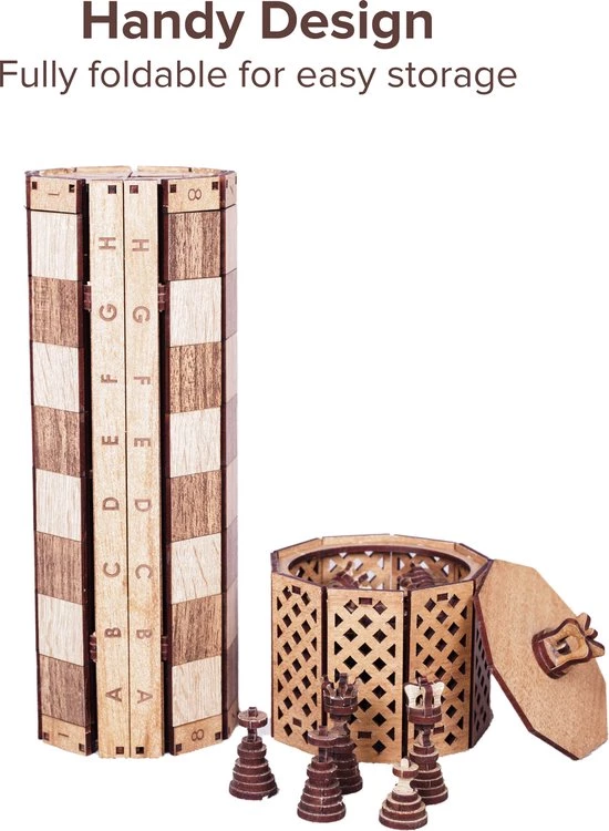 HappyWoods - Handgemaakt Plooibaar Schaakspel - Houten Schaakbord Met Schaak Stukken - Schaakset - Schaakspellen Schaakspel Hout Volwassenen Schaakborden Kinderen - 16 X 16cm 5 HappyWoods - Handgemaakt Plooibaar Schaakspel - Houten Schaakbord Met Schaak Stukken - Schaakset - Schaakspellen Schaakspel Hout Volwassenen Schaakborden Kinderen - 16 X 16cm - Afbeelding 5