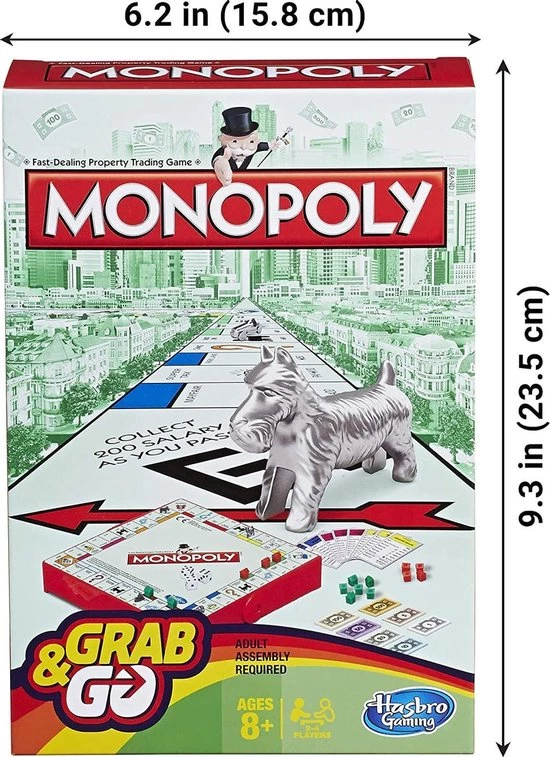 Hasbro Gaming Monopoly Grab & Go - Reiseditie - Bordspel - Engelse Versie 3 Hasbro Gaming Monopoly Grab & Go - Reiseditie - Bordspel - Engelse Versie - Afbeelding 3