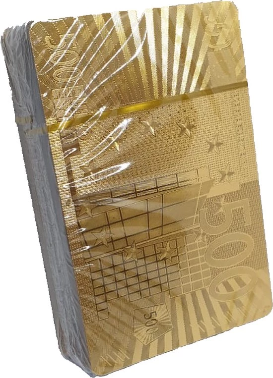Luxe Kaarten Set - Goud Geplastificeerd - Met Opbergdoos - Poker - Waterproof - 500 Eurobiljet Model - ODaani 4 Luxe Kaarten Set - Goud Geplastificeerd - Met Opbergdoos - Poker - Waterproof - 500 Eurobiljet Model - ODaani - Afbeelding 4
