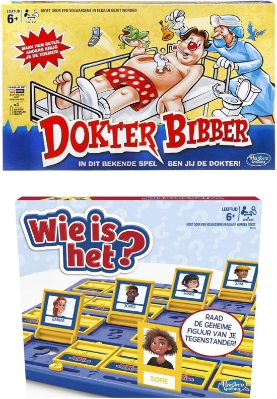 Hasbro Spellenbundel - 2 Stuks - Dokter Bibber & Wie Is Het 1 Hasbro Spellenbundel - 2 Stuks - Dokter Bibber & Wie Is Het