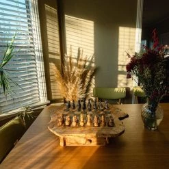 Schaakset Olijfolie & Honing Met Laden - Schaakspel - Schaakstukken - Schaakbord - Schaken - Bordspel - Handgemaakt - Cadeau - Kado - Hout - Zwart - Volwassenen & Kinderen - 55 X 55 X 10 Cm -spellen-voor-volwassenen Verkoopwinkel 550x823 6