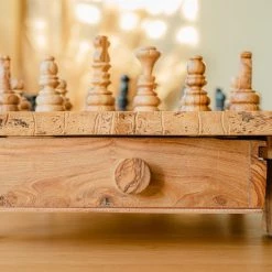 Schaakset Olijfolie & Honing Met Laden - Schaakspel - Schaakstukken - Schaakbord - Schaken - Bordspel - Handgemaakt - Cadeau - Kado - Hout - Zwart - Volwassenen & Kinderen - 55 X 55 X 10 Cm -spellen-voor-volwassenen Verkoopwinkel 550x825 4